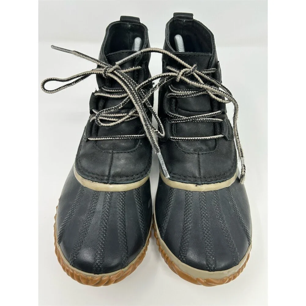 SOREL Duck Boots Black Waterproof Lace-Up Ankle Winter Rain Shoes Size 9.5